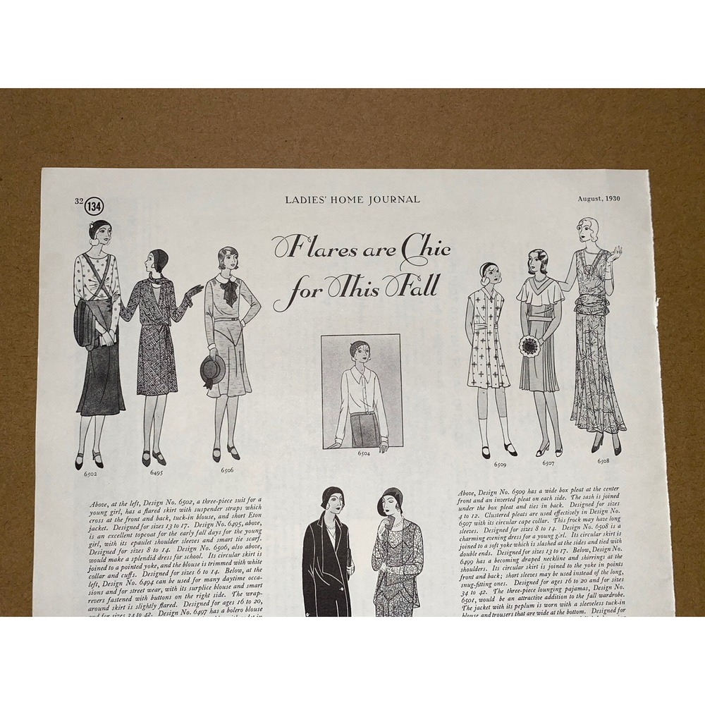 1930 Ladies Home Journal Fashion Illustration Art Deco Vintage Page - Picture 2 of 11
